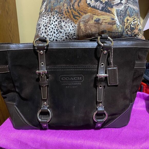 Coach F12836  Suede Leather Bag - Picture 1 of 7
